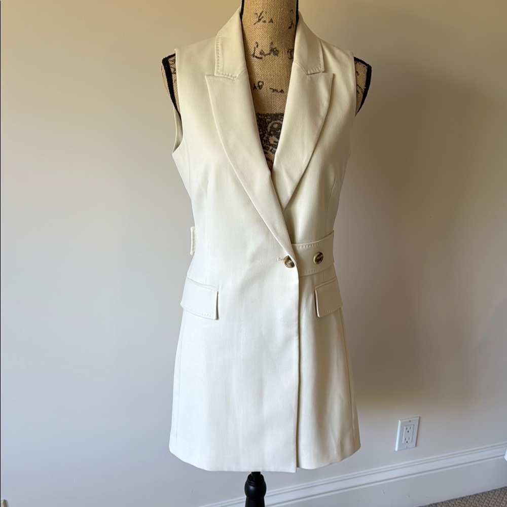 Ted Baker London Cream Sleeveless Blazer Dress